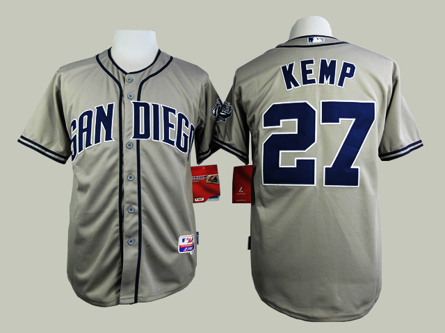 MLB San Diego Padres #27 Kemp Grey Jersey