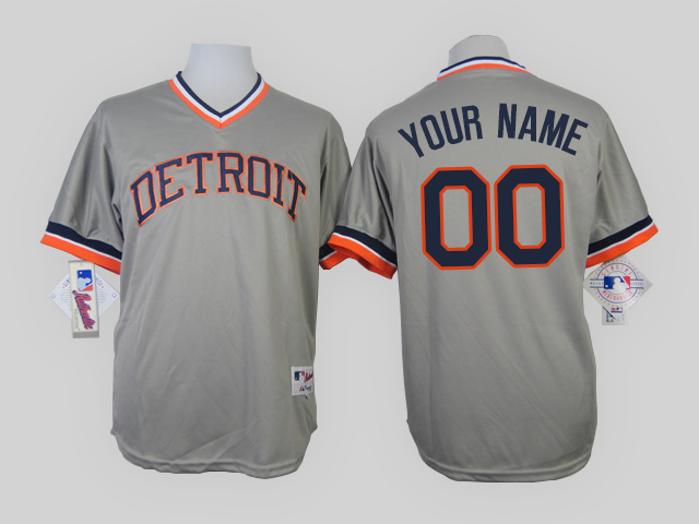 MLB Detroit Tigers Custom Grey Pullover Jersey