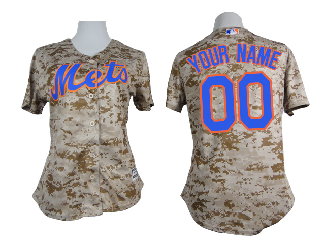 MLB New York Mets Custom Women Custom Camo Jersey