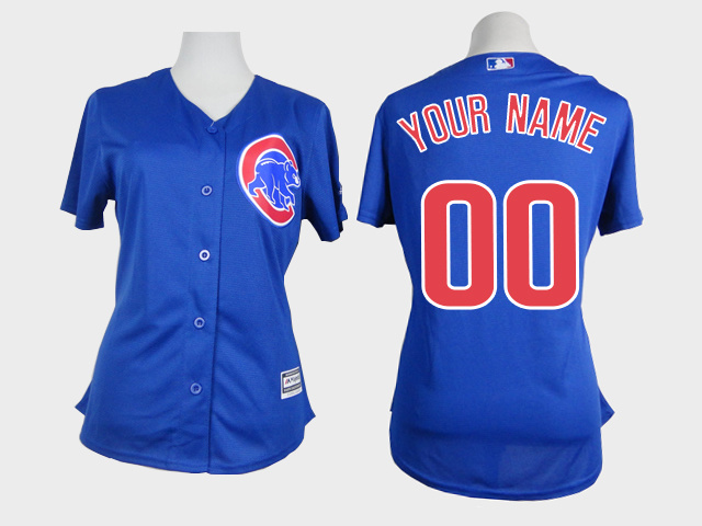MLB Chicago Cubs Custom Women Blue Custom Jersey