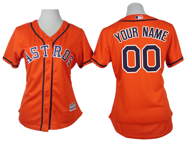 MLB Houston Astors Custom Orange Women Jersey
