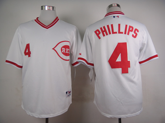 MLB Cincinnati Reds #4 Phillips Pullover White 1990 Jersey