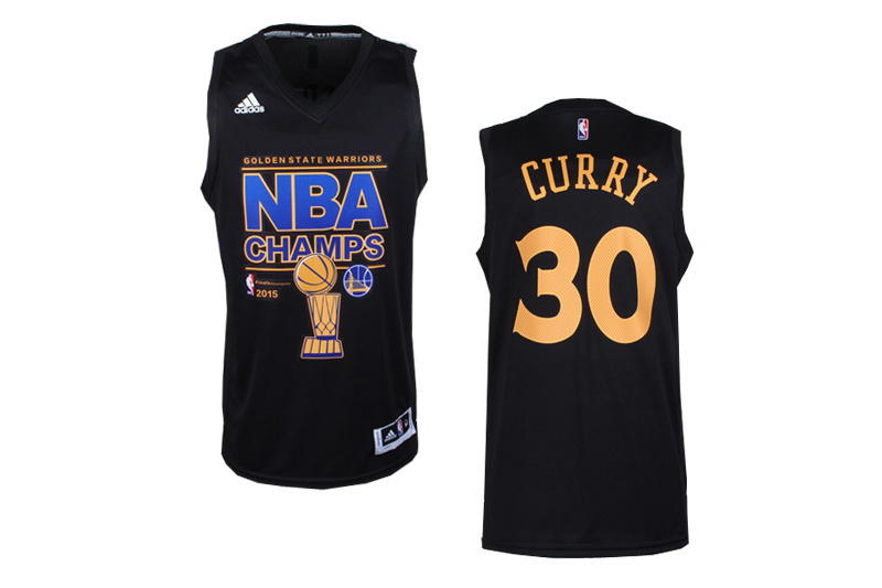 NBA Golden State Warriors #30 Curry Black 2015 Champions Jersey