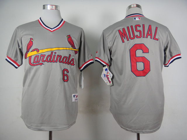 MLB St. Louis Cardinals #6 Musial 1978 Grey Pullover Jersey