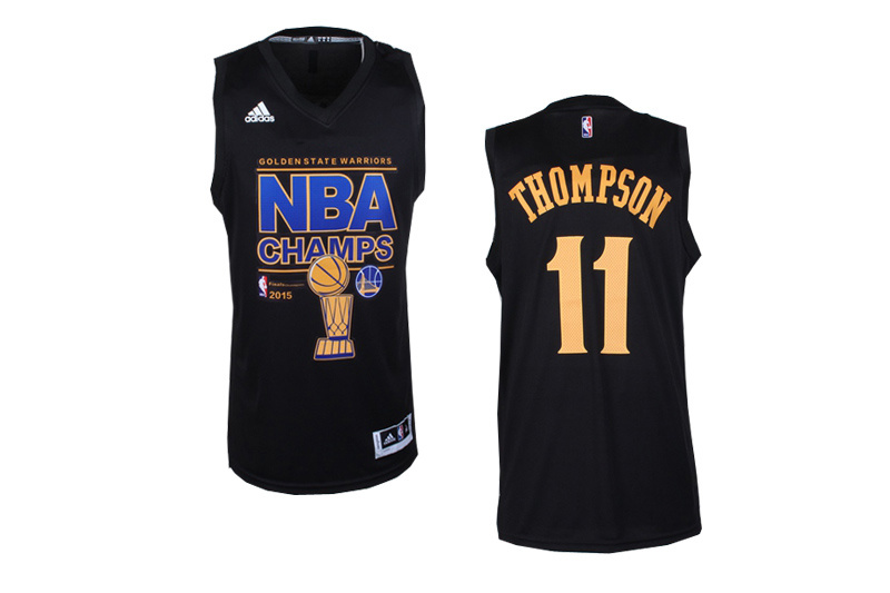 NBA Golden State Warriors #11 Thompson Black 2015 Champions Jersey