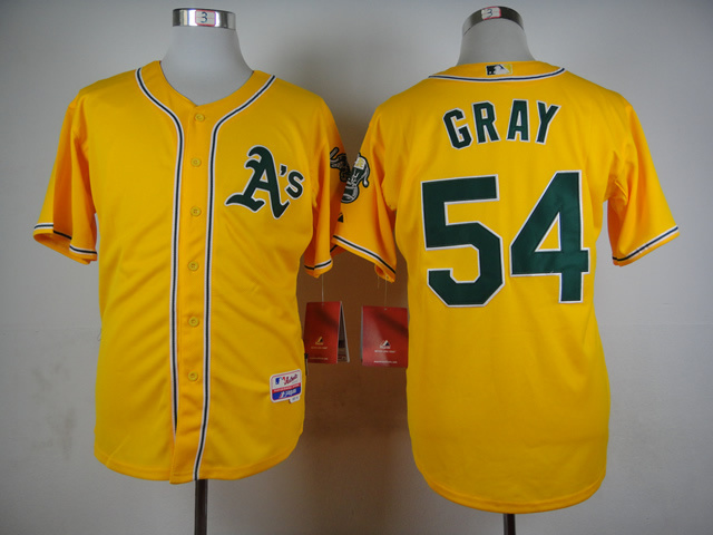 MLB Oakland Athletics #54 Gray Yellow Jersey