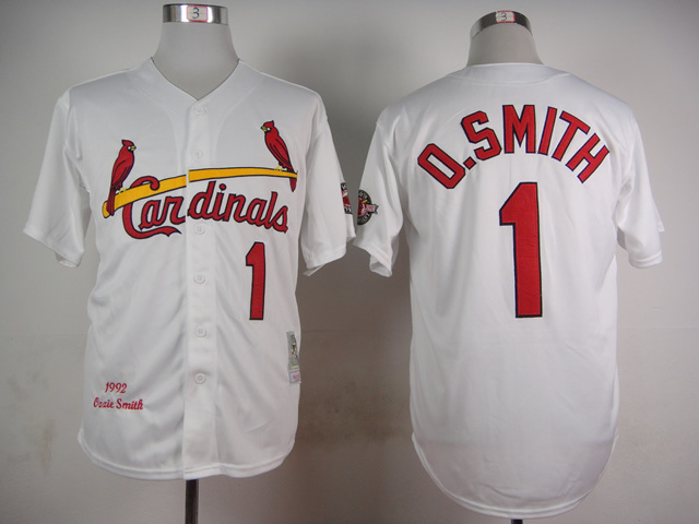 MLB St. Louis caRdinals #1 Smith White 1992 Throwback Jersey