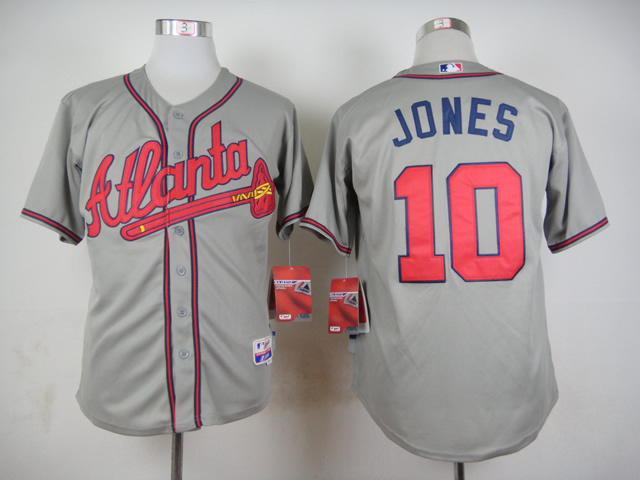 MLB Atlanta Braves #10 Jones Grey New Jersey