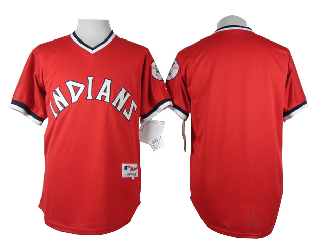 MLB Cleveland Indians Blank 1974 Red Pullover Throwback Jersey