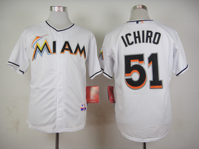 MLB Miami Marlins #51 Ichiro White Jersey