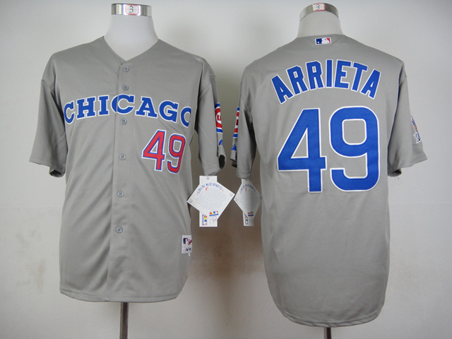 MLB Chicago Cubs #49 Arrieta Grey New Jersey