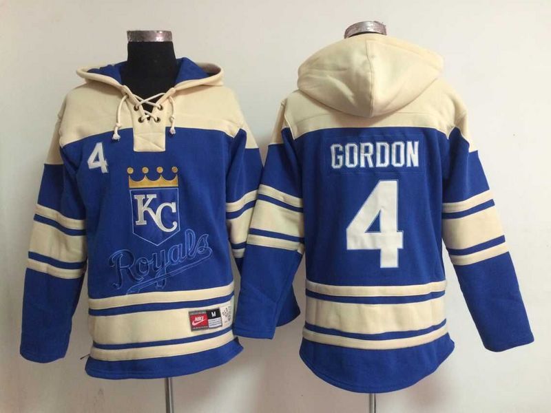 MLB Kansas City Royals #4 Gordon Blue Hoodie