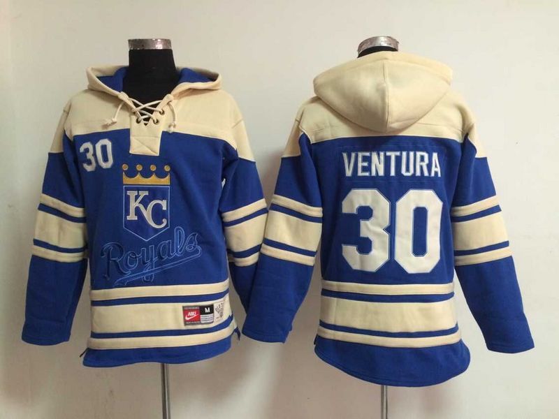 MLB Kansas City Royals #30 Ventura Blue Hoodie