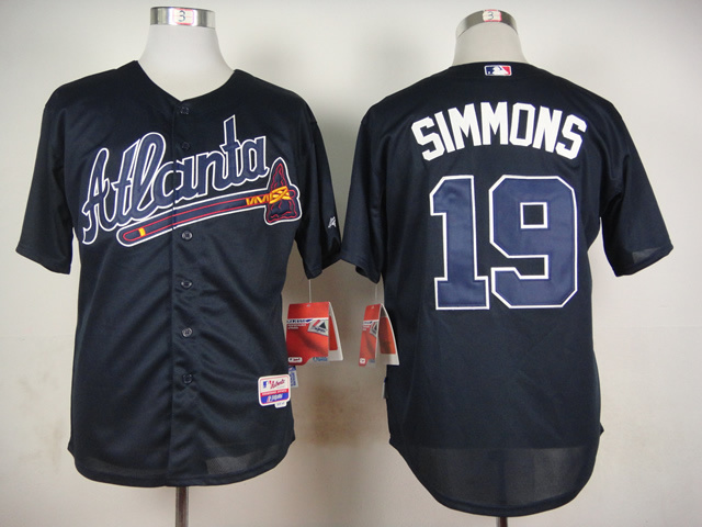 MLB Atlanta Braves #19 Simmons D.Blue Jersey