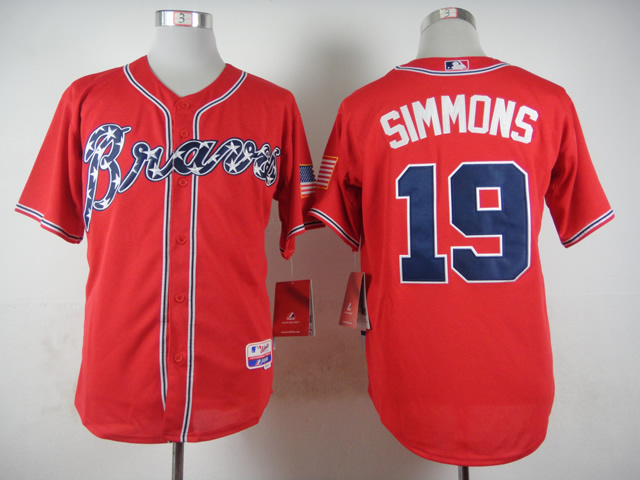 MLB Atlanta Braves #19 Simmons Red 2015 Jersey