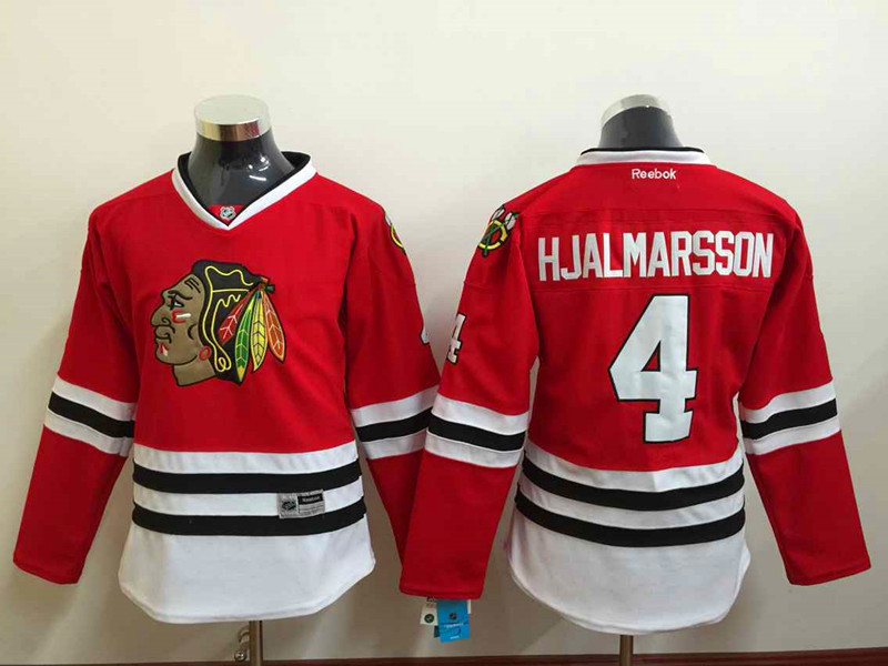 NHL Chicago Blackhawks #4 Hjalmarsson Red Women Jersey