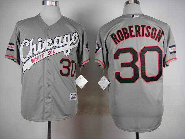 MLB Chicago White Sox #30 Robertson Grey Jersey