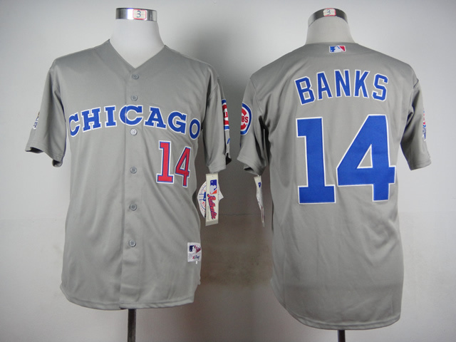 MLB Chicago Cubs #14 Banks Grey New Jersey