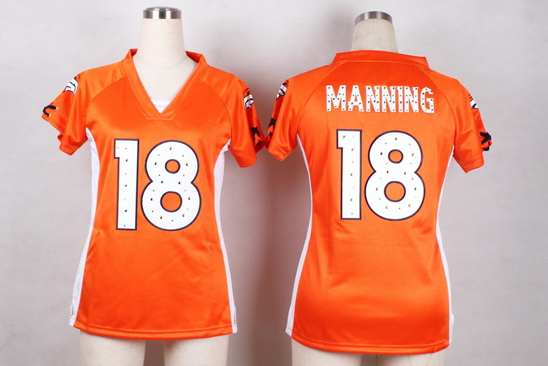 Nike Denver Broncos #18 Manning Orange Diamond Women Jersey