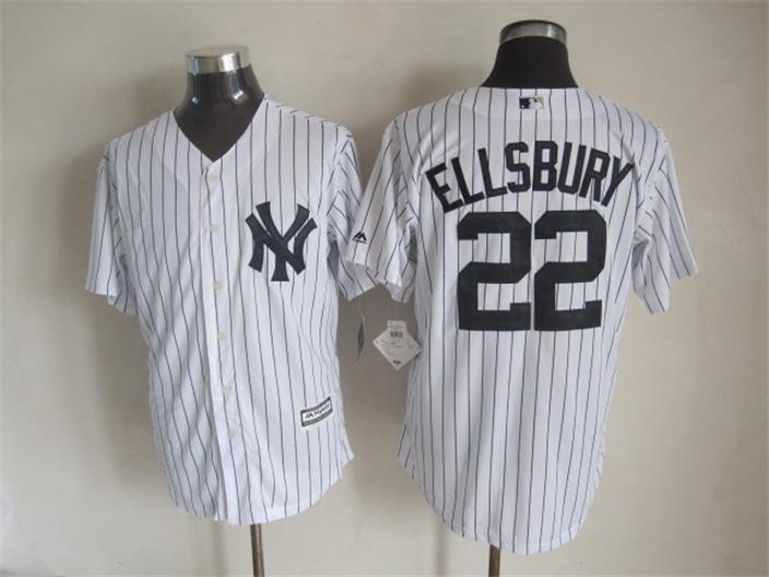 MLB New York Yankees #22 Ellsbury White Pinstripe Jersey