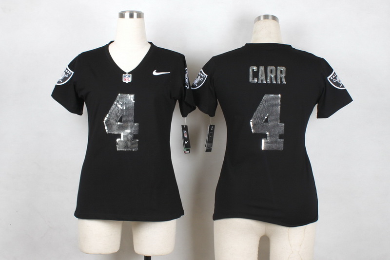 Nike Oakland Raiders #4 Carr Black Women Jersey