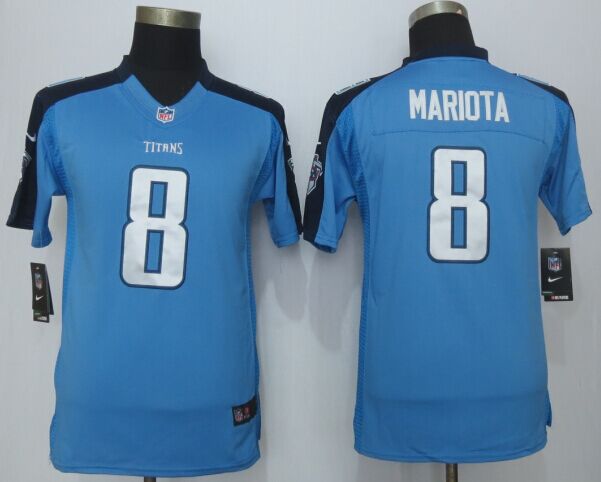 Youth New Nike Tennessee Titans 8 Mariota Blue Limited Jerseys