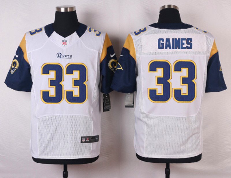 Nike St.Louis Rams #33 Gaines White Elite Jersey