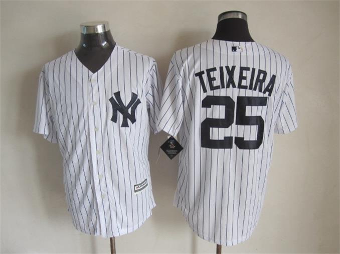 MLB New York Yankees #25 Teixeira White Pinstripe Jersey