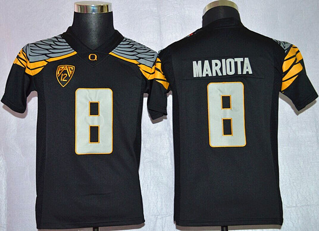 Youth Oregon Duck Marcus Mariota 8 Mach Speed Limited College Football Jerseys - Black 