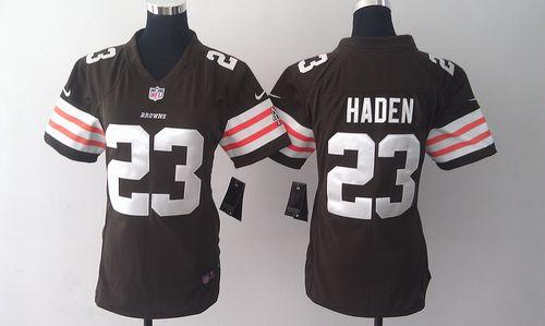 Nike Cleveland Browns #23 Joe Haden Brown Women Jersey