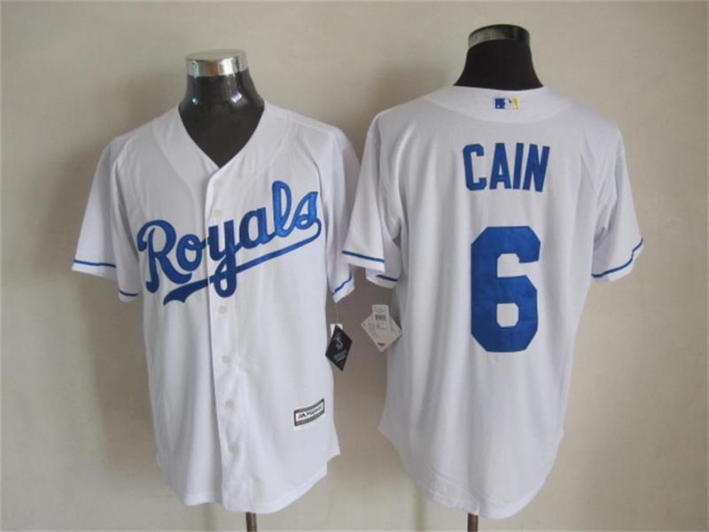 MLB Kansas City Royals #6 Cain White New Jersey