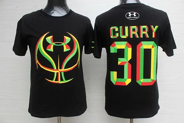 NBA Golden State Warriors #30 Curry Black T-Shirt