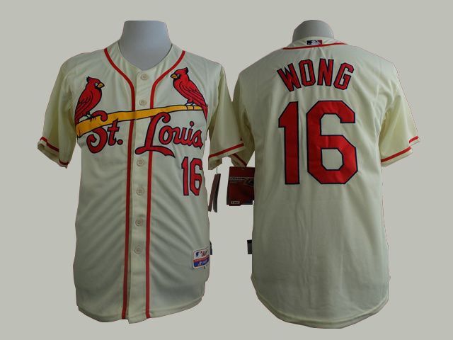 MLB St.Louis Cardinals #16 Wong Cream Jersey