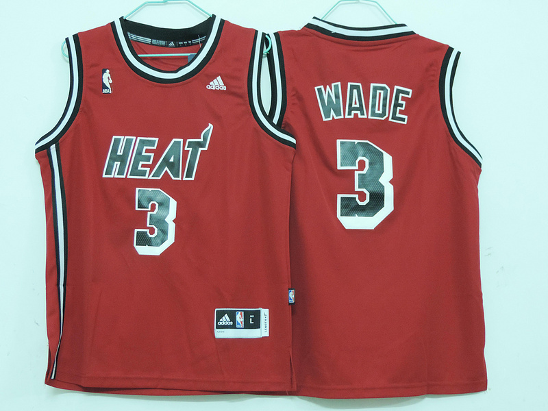 NBA Miami Heat #3 Wade Red Color Youth Jersey