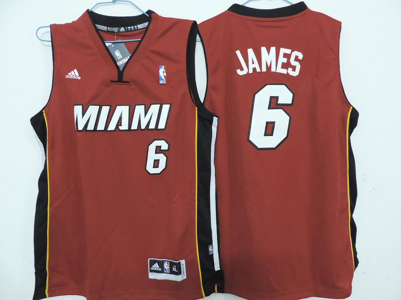 NBA Miami Heat #6 James Red Color Youth Jersey