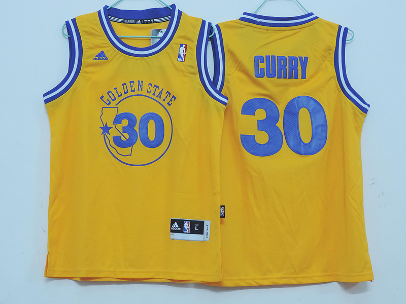 NBA Golden State warriors #30 Stephen Curry Yellow Youth Jersey