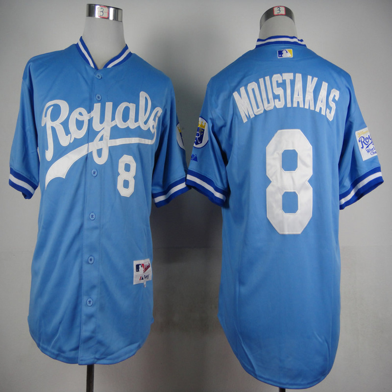 MLB Kansas City Royals #8 Moustakas L.Blue Jersey