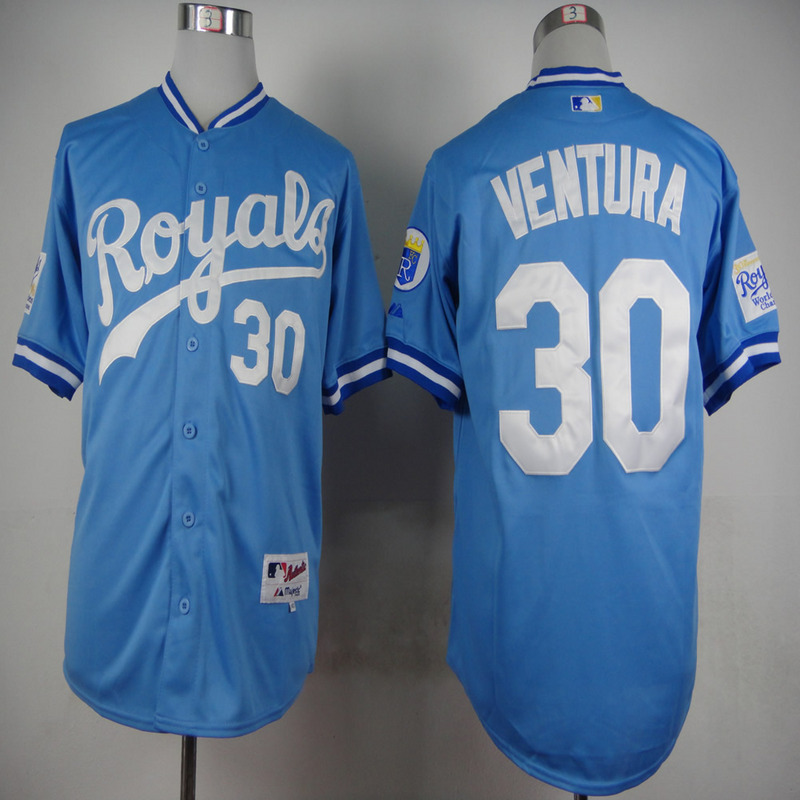 MLB Kansas City Royals #30 Ventura L.Blue Jersey