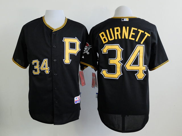 MLB Pittsburgh Pirates #34 Burnett Black Jersey