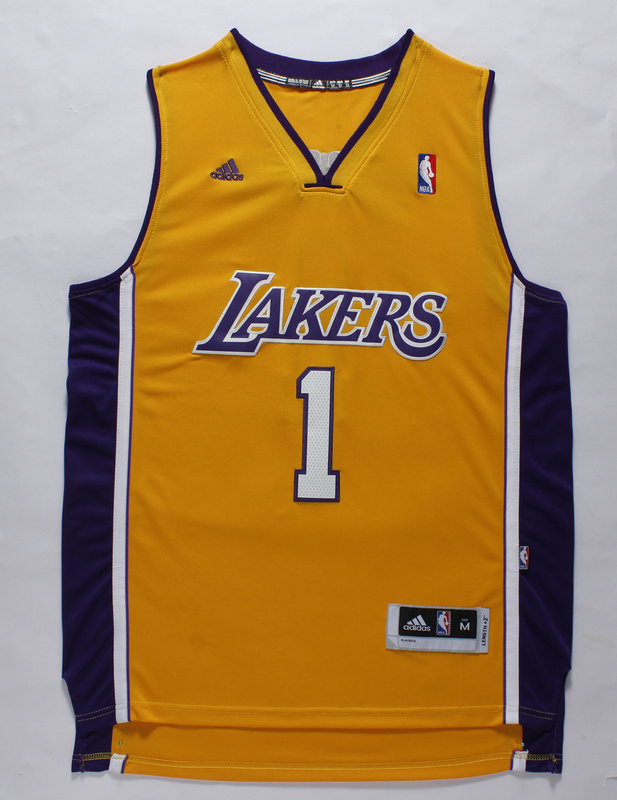 NBA Los Angeles lakers #1 Russell Yellow 2015 Jersey