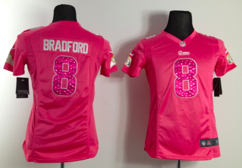 Women Nike St.Louis Rams #8 Bradford Pink Diamond Jersey