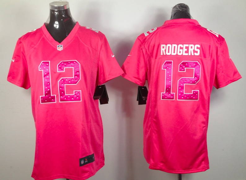 Women Nike Green Bay Packers #12 Rodgers Pink Women Jersey