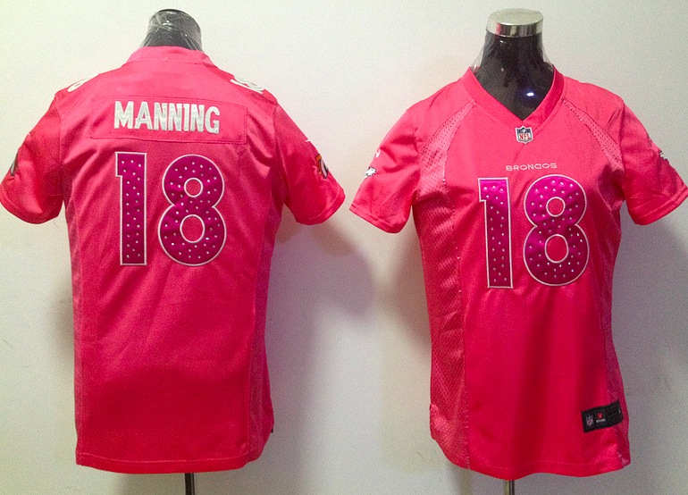 Women Nike Denver Broncos #18 Manning Pink Diamond Jersey