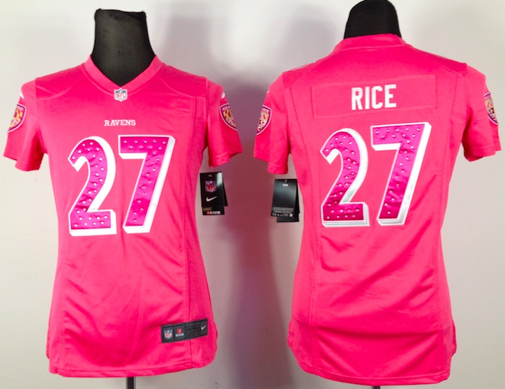 Women Nike Baltimore Ravens #27 Rice Pink Diamond Jersey