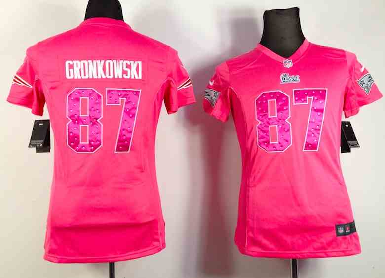 Women Nike New England Patriots #87 Gronkowski Pink Diamond Jersey