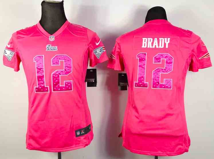 Women Nike New England Patriots #12 Brady Pink Diamond Jersey