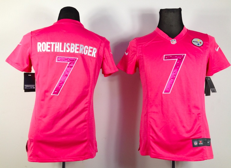 Women Nike Pittsburgh Steelers #7 Roethlisberger Pink Diamond Jersey