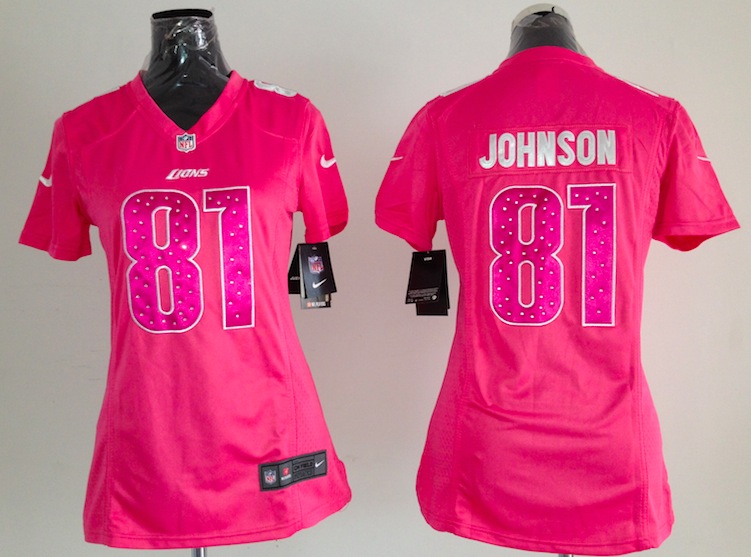 Women Nike Detroit Lions #81 Johnson Pink Diamond Jersey