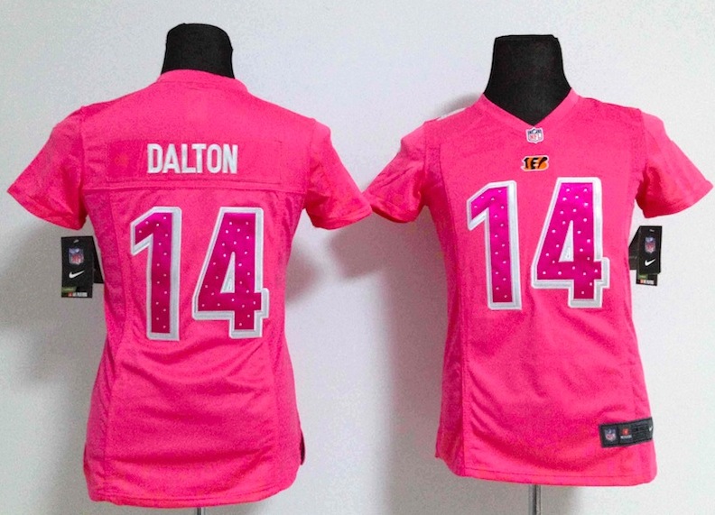 Women Cincinnate Bengals #14 Dalton Pink Diamond Jersey