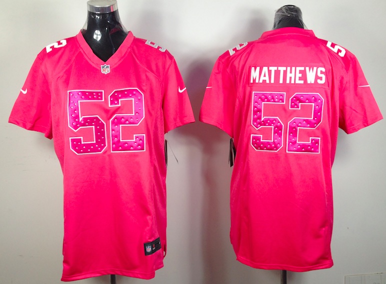 Women Nike Green Bay Packers #52 Matthews Pink Women Jersey